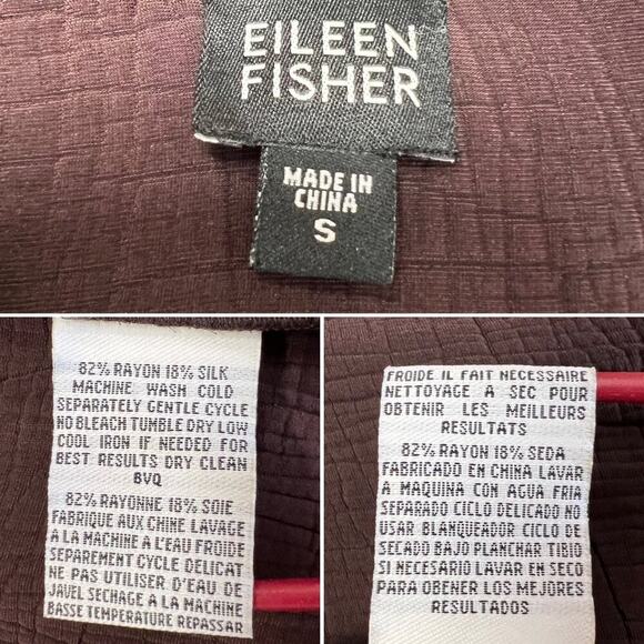 Eileen Fisher Silk Sponge Jacket SIZE S Maroon Brown Magnetic Collar Coat - Picture 8 of 8